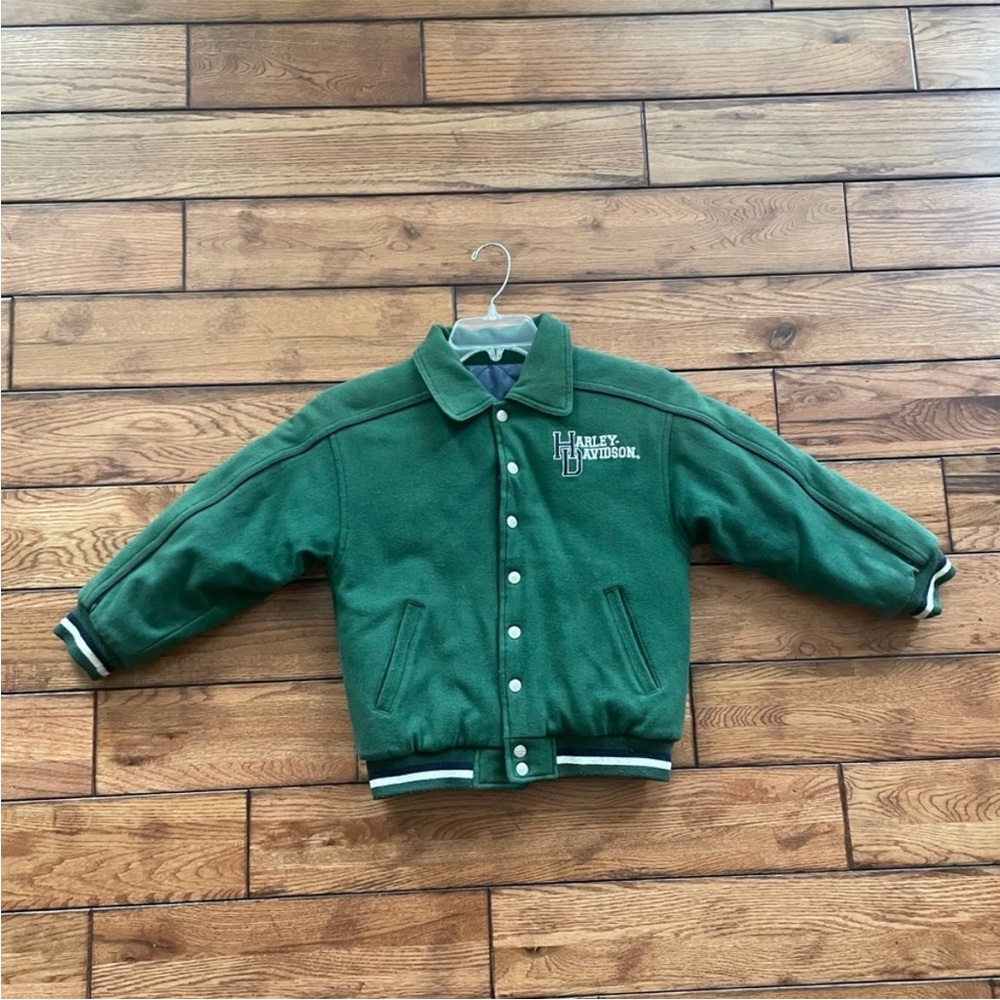HARLEY DAVIDSON HD size 7 reversible kids wool bomber jacket